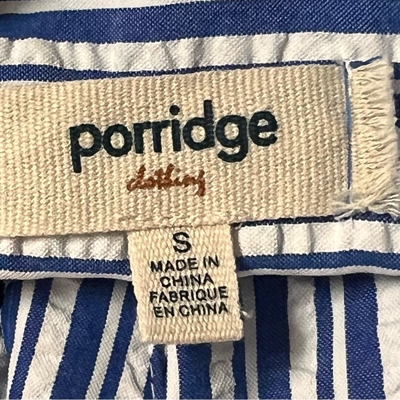 Porridge Tie-Front Shirt Dress Size Small Maxi Blue Stripped Button Front Pocket - Picture 16 of 17